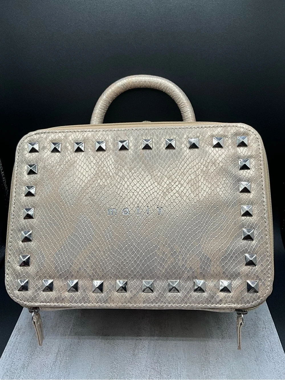 Mally beauty goldenTop-Handle Bag in Metallic Taupe cosmetic bag